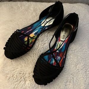 NWT, NEW Madden Girl Black Peep-Toe Flats, size 8.5 medium